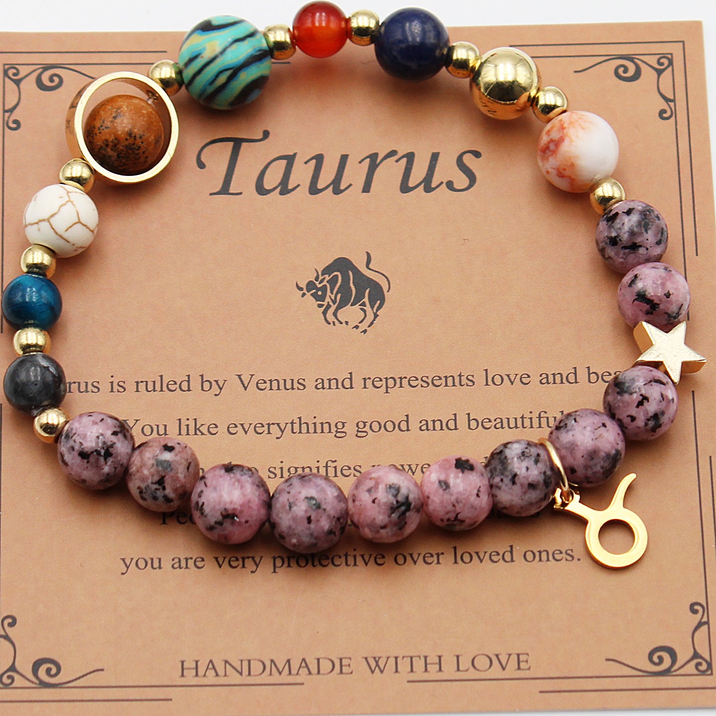 CELESTIAL HARMONY: 8-PLANET 12 CONSTELLATION BRACELET BY RAMODO JEWELRY – NATURAL STONE HEMP STONE, 19MM ZODIAC-INSPIRED ACCESSORY